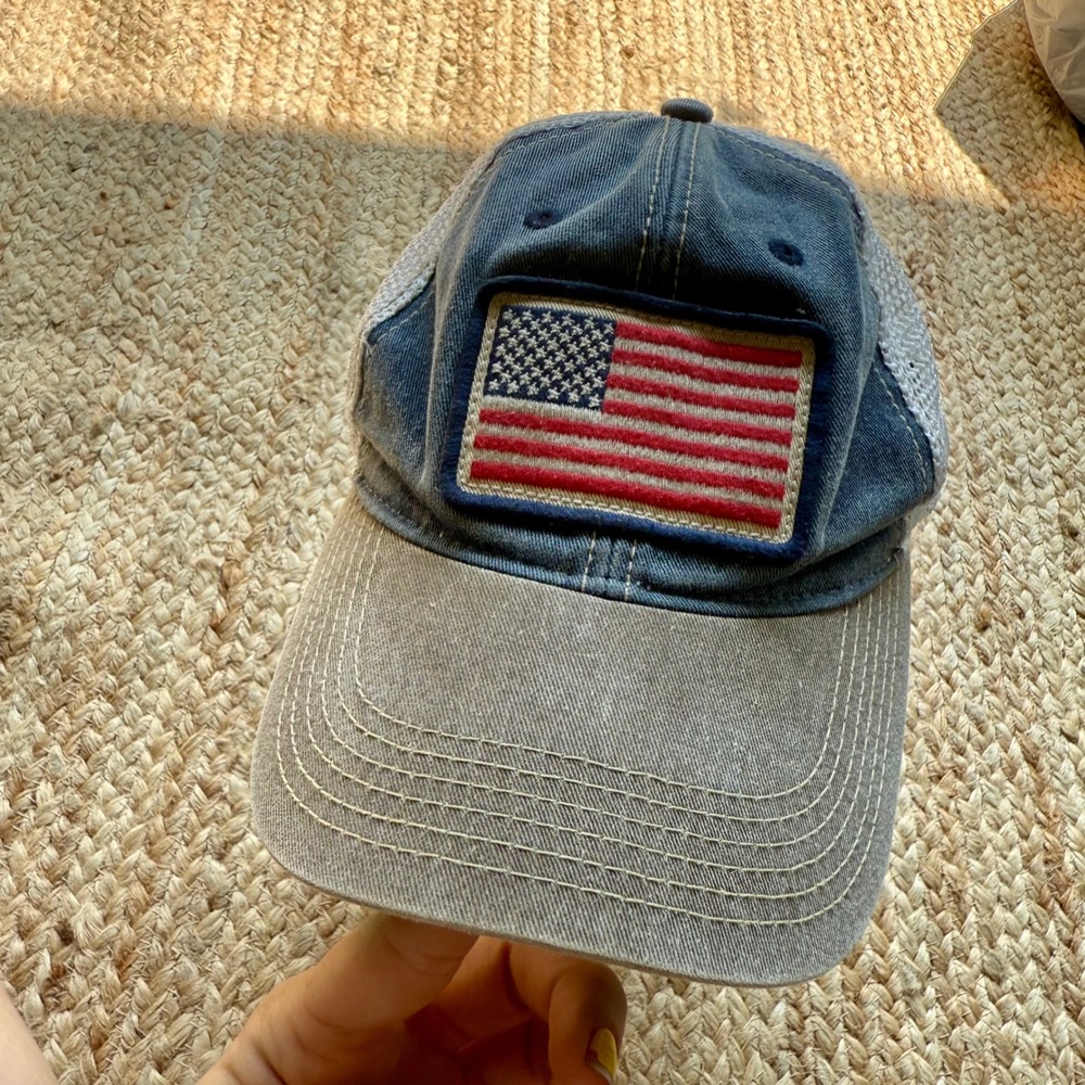 Legacy Athletic American Flag Patch Trucker Hat Distressed Denim Mesh Snapback